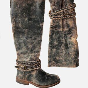 Bed|Stu Eva Tall Distressed Riding Boots 8.5 Artisan Handcrafted Leather